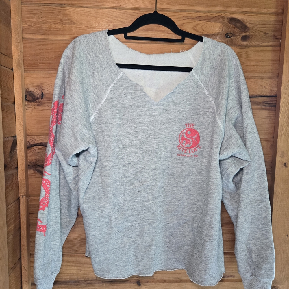 1990 Gray Long Sleeve Sweatshirt - The Kite Shop - Ocean City, MD